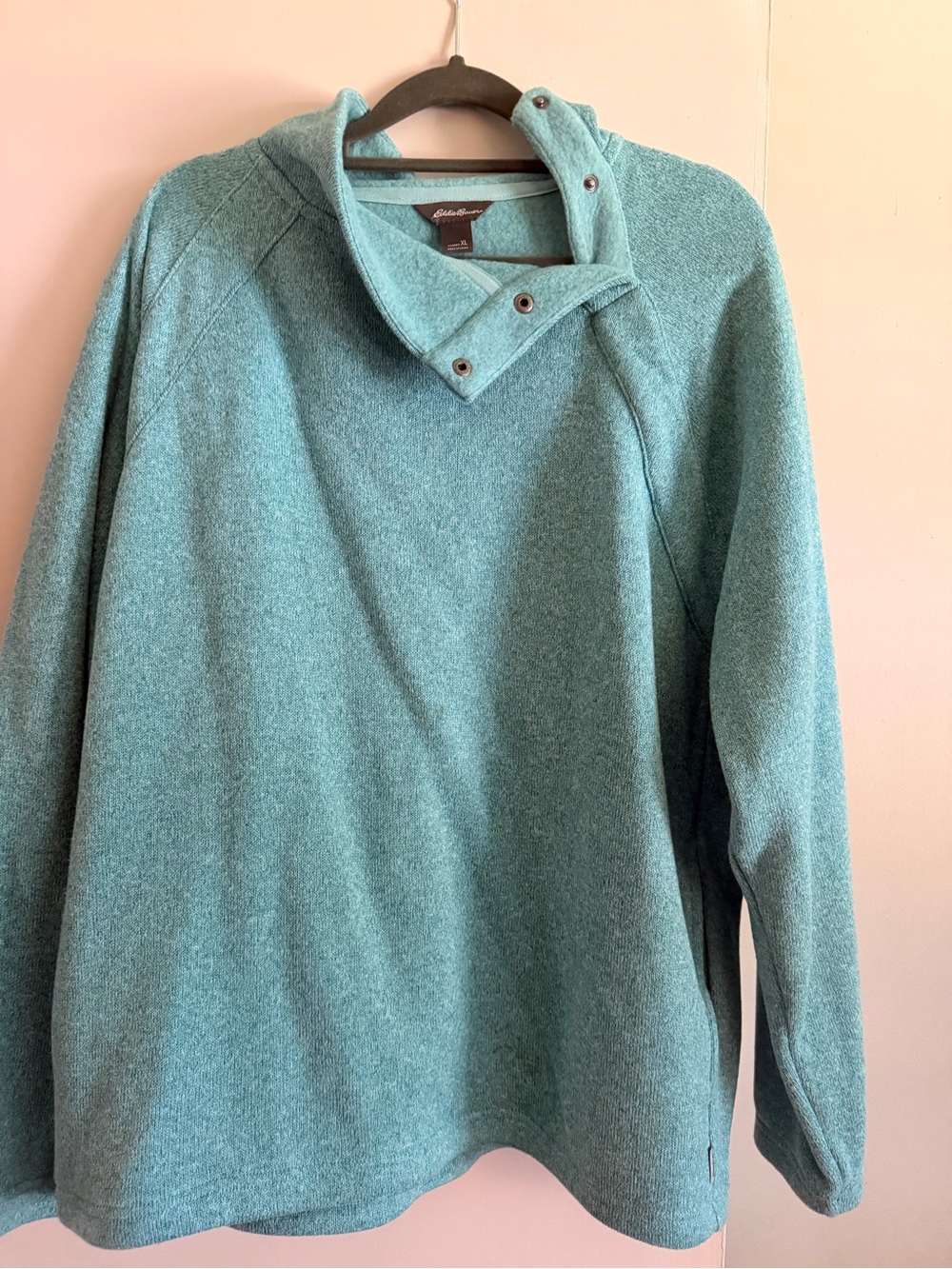 Eddie Bauer woman’s Teal Pullover Sweater with Snap Collar